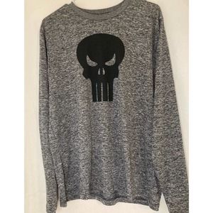 MARVEL Mens Punisher Long Sleeve Shirt Size Large Gray/Black‎